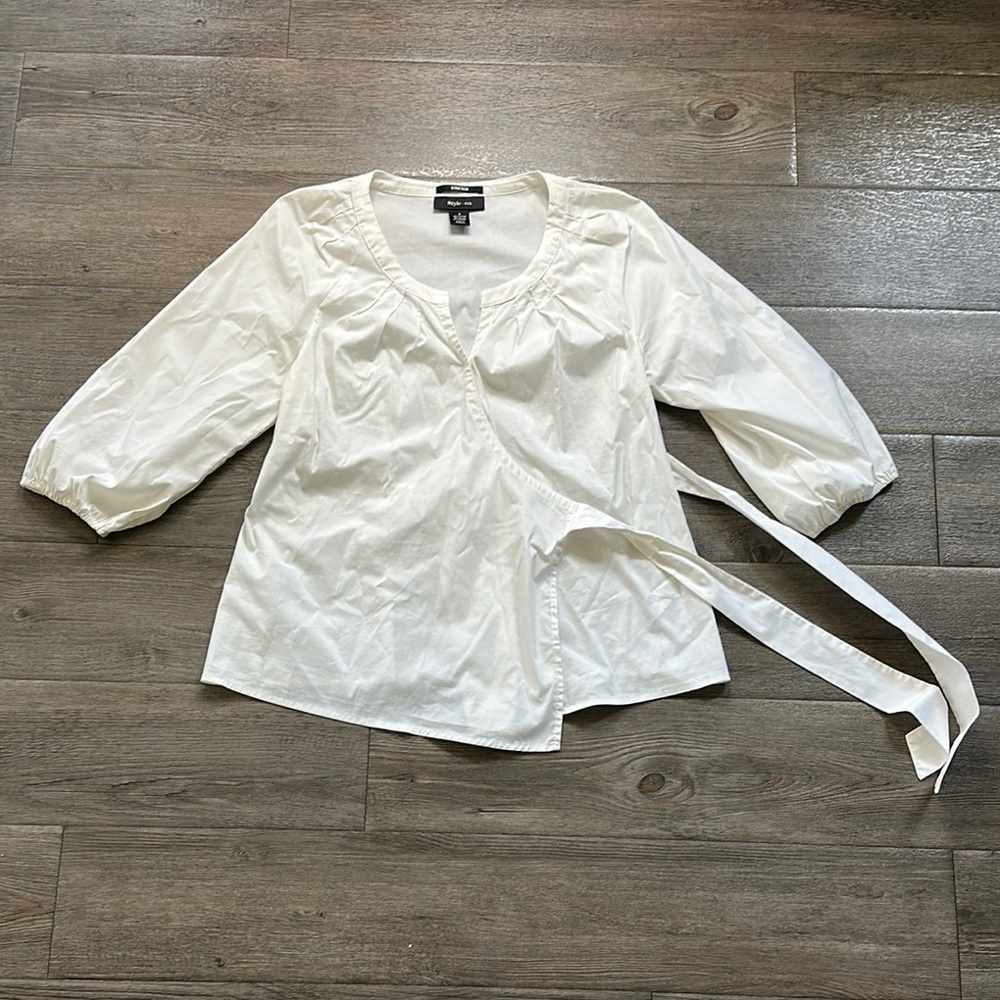 Style & Co. White Wrap Blouse